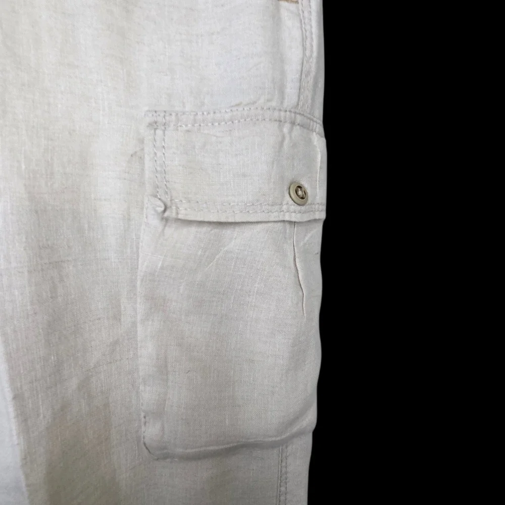 Tommy Bahama Relax Linen Cargo Pants Mens SZ XL Ivory Light Cream Casual Beach